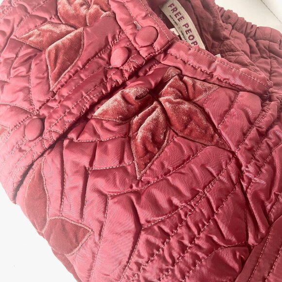 Free People Quinn Quilted Star Appliqué Jacket Cropped Boxy Oversized Rust Marsa - Picture 7 of 15